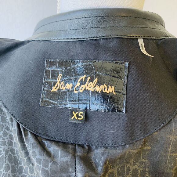 Sam Edelman Keegan Trench Coat Black Double Breasted Belt Zip Up Size XS - Picture 10 of 13